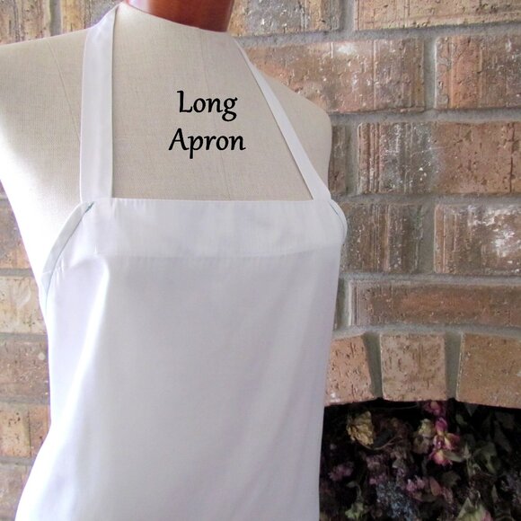 WHITE CHEF'S APRON, MEN'S, WOMEN'S, UNISEX COOK'S LONG APRON w TIES, NWOT - Picture 6 of 6
